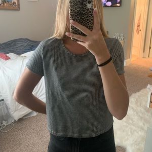 black and white checkered cropped t-shirt